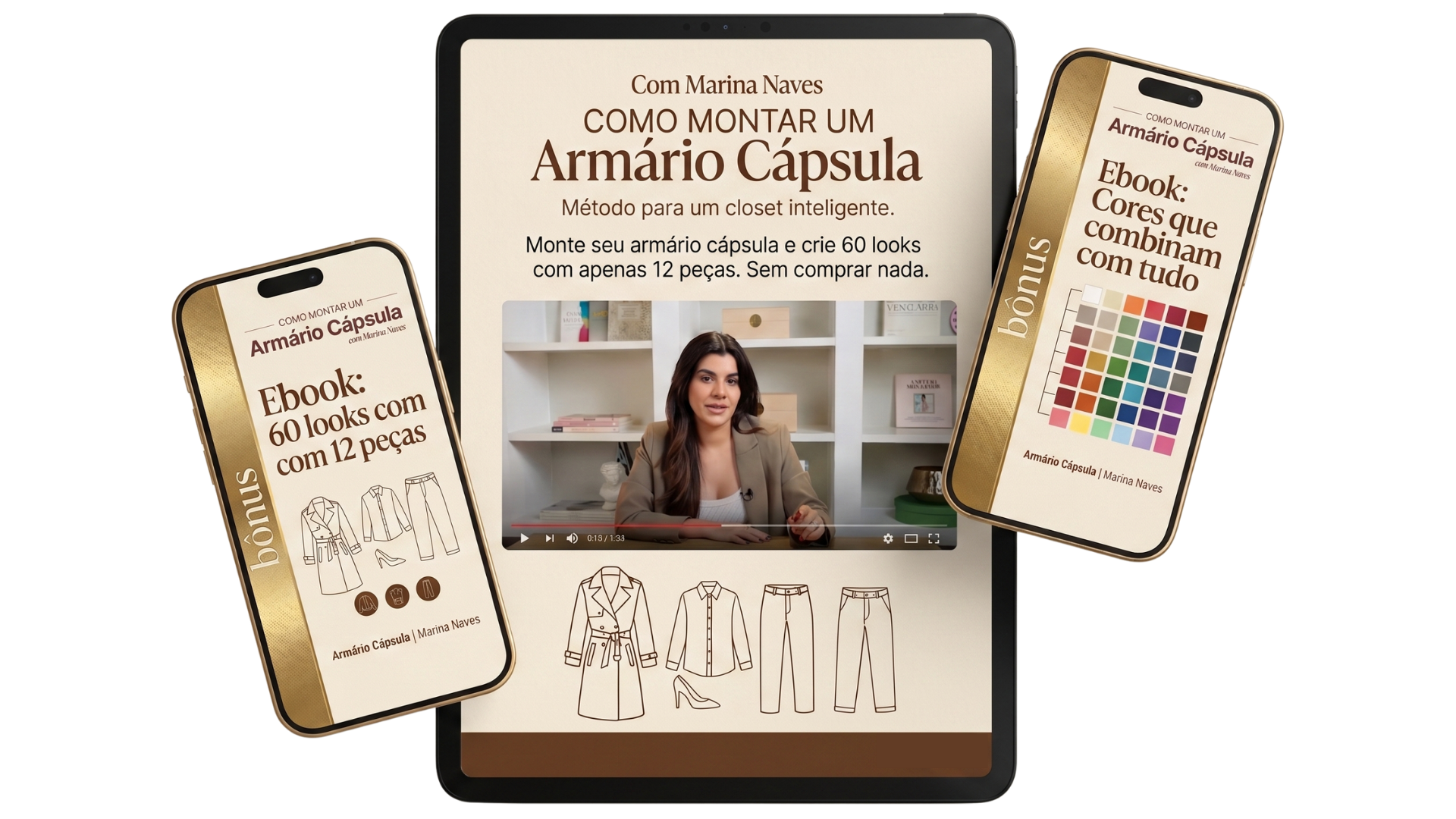 Mockup do curso Armário Cápsula com Marina Naves